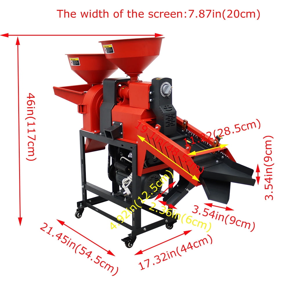 Rice Milling and Crushing Machine 220V Corn Rice Sheller and Crusher with Vibrating Screen 130-170kg/h