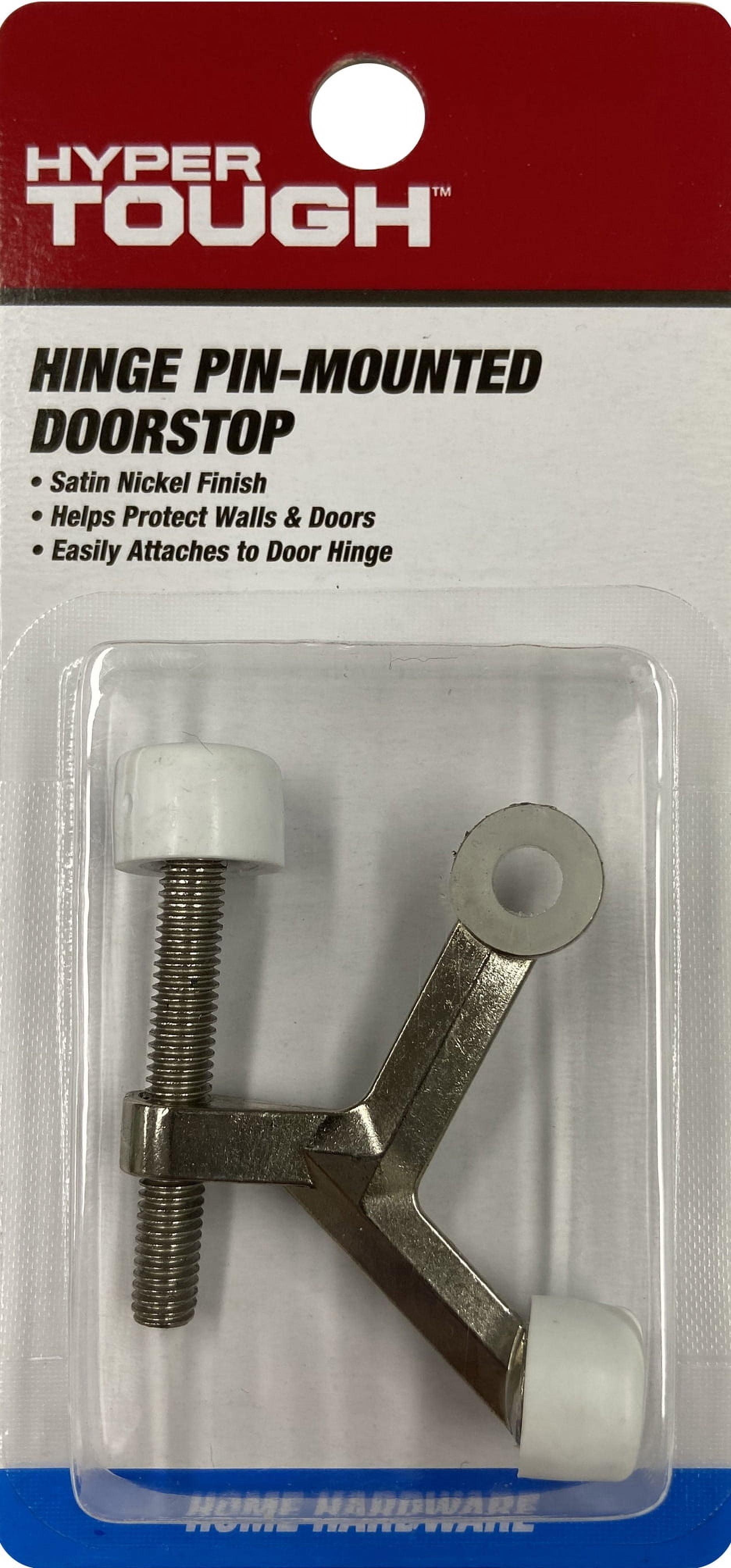 (3 pack) Hyper Tough Hinge Pin Mounted Doorstop, Satin Nickel, Assembled Product Depth 5.65 Inch