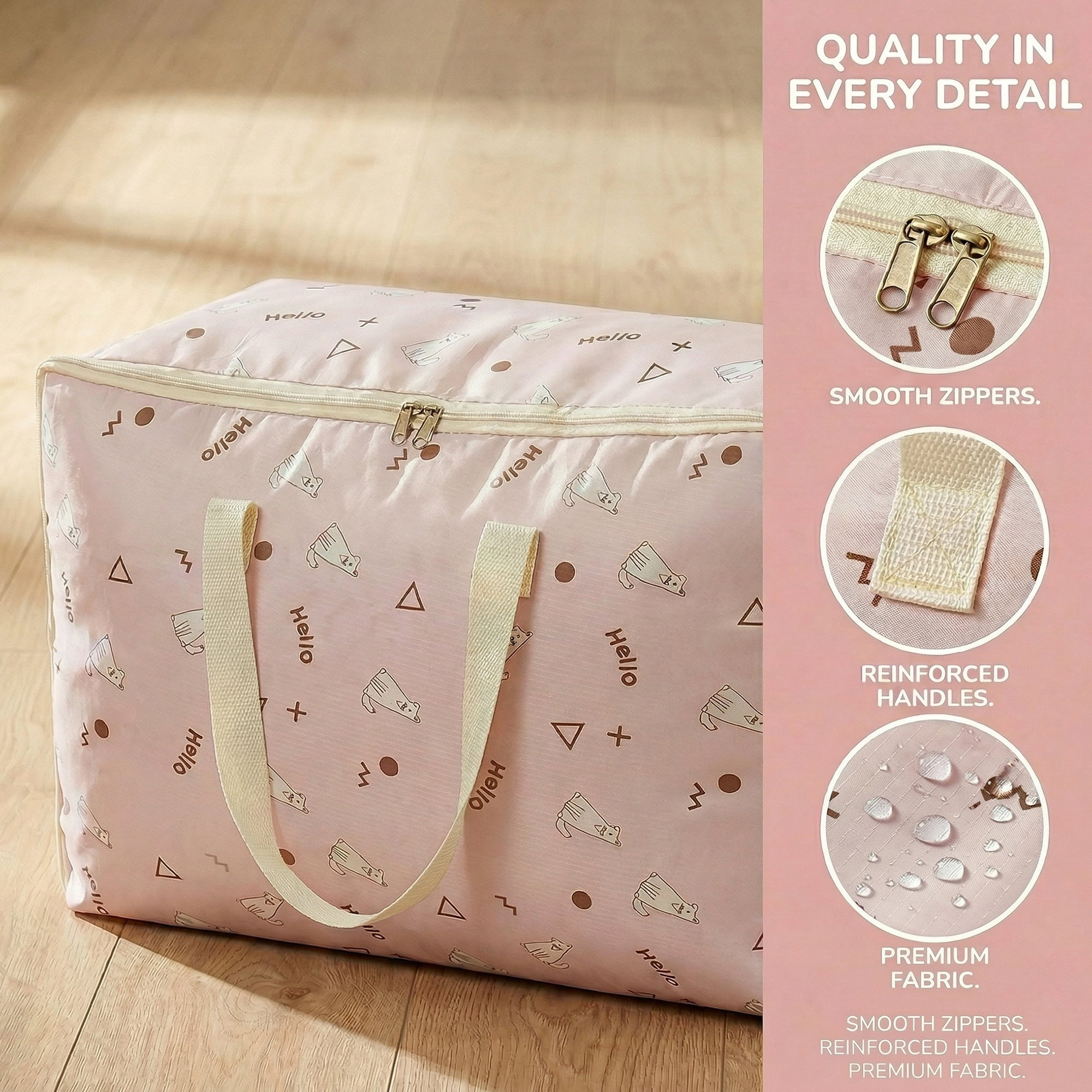 Unique Bargains Clothes Storage Bags for Organizing Clothing Light Pink 21.3"x13"x7.5"