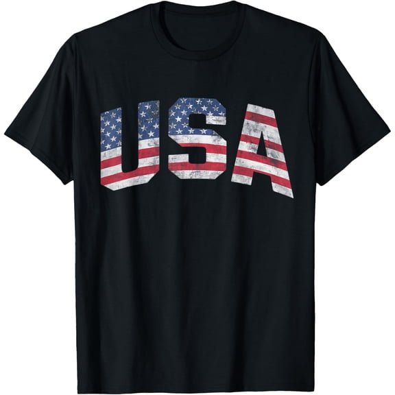 Premium model-Unisex-100% cotton-USA US Flag Patriotic 4th of July America T-Shirt