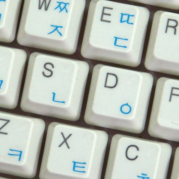 KOREAN KEYBOARD STICKER with BLUE LETTERING TRANSPARENT BACKGROUND for DESKTOP, LAPTOP and NOTEBOOK