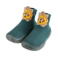 thumbnail image 3 of PINQI Toddler House Shoes Kids Baby Boys Girls Cute Warm Knit Soft Sole Rubber Shoes Socks Slipper Stocking for Indoor Outdoor(Green,9-12 Months), 3 of 4