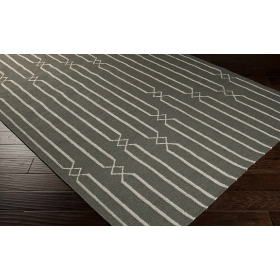 Hauteloom Tickhill Wool Living Room, Bedroom Area Rug - Geometric - Beige, Charcoal - 2' x 3'