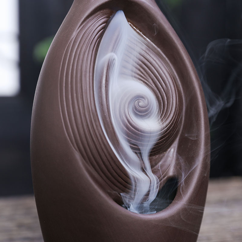 Incense Burner Backflow Incense Holder Purple Sand Backflow Incense Burner Creative Sandalwood Agarwood Aromatherapy Ornaments Incense Cone Holder