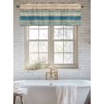 thumbnail image 6 of Kitchen Valances for Window, Boho Teal Stripes Color Block Light Filtering Rod Pocket Valance Curtain, Brown Stripe Watercolor Geometric Art &nbsp;Short Curtains Window Topper for Bedroom 54x18in, 6 of 7