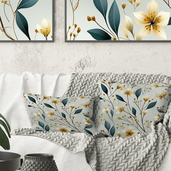 Designart "Whispering Subtlety V" Floral Printed Throw Pillow