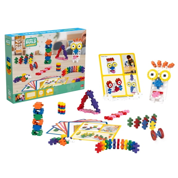 Plus-Plus: BIG Learn to Build - 130 Pieces -Construction Building STEM Toy, Activity Set, Large Puzzle Blocks, Preschool, Toddlers & Kids Ages 2 