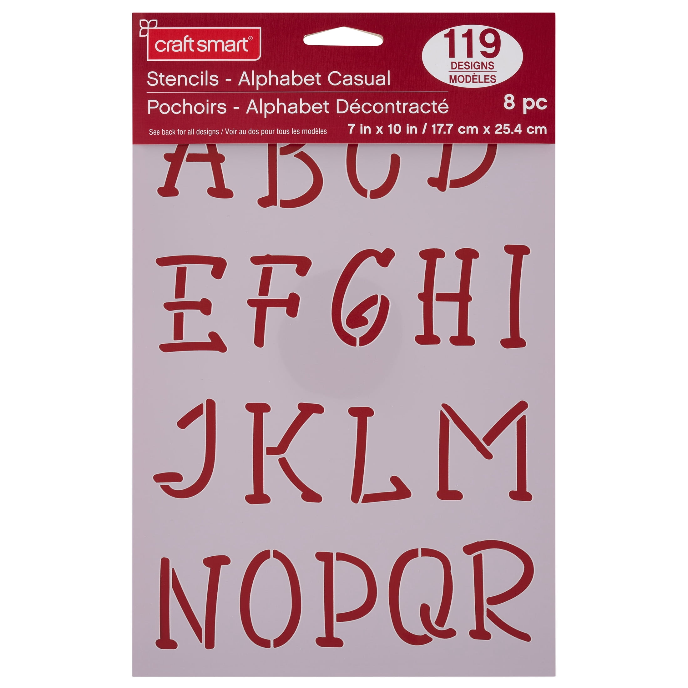 Craft Smart Alphabet Casual Stencils - 7" x 10" Sheets, 119 Designs per Pack, 8 Sheets Each, Reusable Plastic - Ideal for DIY Crafts, Decor, Furniture & Gifts, 6 Pack