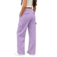 thumbnail image 6 of UDAUDU Girls Cargo Sweatpants Preppy Kids Pants Wide Leg Baggy Sweat Pants Teen Joggers School Athletic Casual Trousers with Pockets, 6 of 10