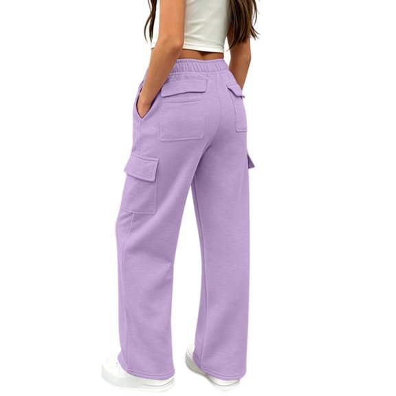 Staki Kids Sweatpants Girls Girls Sweatpants Straight Leg Joggers Baggy Sweatpants for Teen Girls(Purple,9-10 Years)