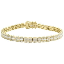 10K Yellow Gold Baguette Diamond Unisex Square Link Tennis Bracelet 8" 3.71 CT