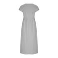 thumbnail image 6 of Cotton Linen Dress for Women Plus Size Solid Color Maxi Sundress Loose Cap Sleeve Crewneck Pleated Pockets Kaftan Dresses, 6 of 7