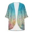 thumbnail image 4 of FAFWYP Women's Floral Print Boho Chiffon Cardigan 3/4 Sleeve Open Front Lightweight Draped Kimono Cardigan Summer Beach Cover Up Casual Blouse Tops, 4 of 5