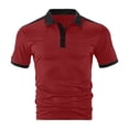 thumbnail image 3 of Gyexs Mens Ribbed Polo Shirts Lightweight Summer Casual Textured Polo Shirts Casual Textured Lightweight Stretch Golf Shirts Summer Clothes Brick Red, Size XL, 3 of 4