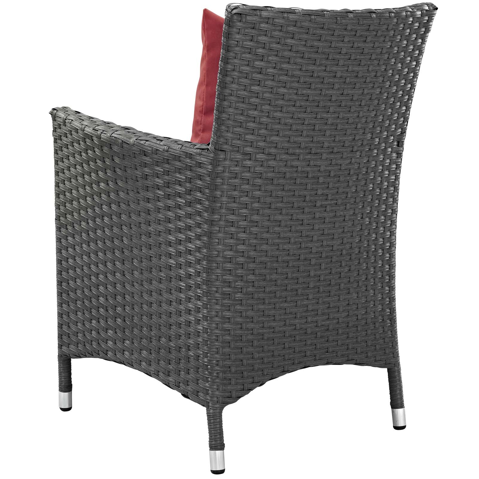 Modern Contemporary Urban Design Outdoor Patio Balcony Garden Furniture Side Dining Chair and Table Set, Sunbrella Rattan Wicker, Red - image 5 of 6