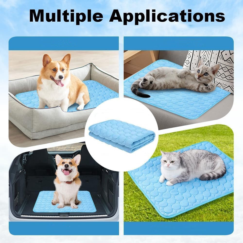 Kittra Cooling Mat for Cats, Comfortable and Breathable Cooling Bed for Cats, 3 Layer System Instant Cool, for Small Dogs and Cats (Light Blue,M(25 * 20in))