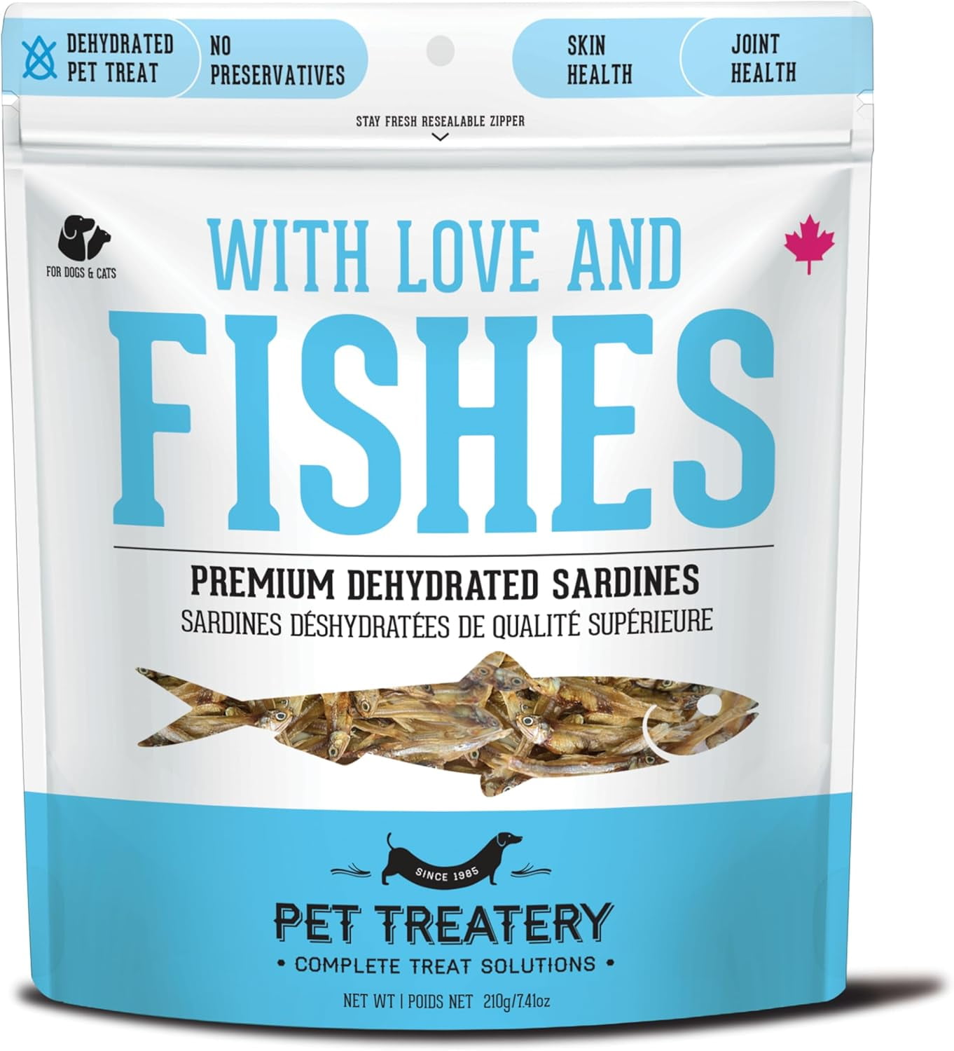 The Granville Island Pet Treatery Pure Proteins with Love and Fishes Sardine Treats for Dogs & Cats, 210 Gram