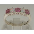thumbnail image 3 of LBG British Made 10k White Gold Natural Pink Tourmaline & Opal October Birthstone Womens Eternity Ring - 33 size options - Size 4, 3 of 6