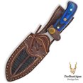 thumbnail image 3 of FRD: Compact Damascus Guthook Hunting Knife - Blue Grip, 3 of 5