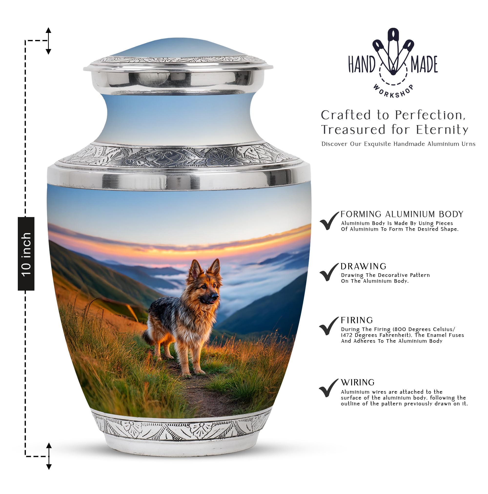 Dogs Cremation Memorial Urn for Ashes, Large Urns for Family, Pet Urn for Funeral for Male and Female, Burial Urns for Pets, 10 Inch Tall With 3 Inch Small Keepsakes, Set Of 4, Multicolour, Blue