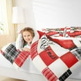 thumbnail image 4 of jejeloiu Happy New Year Queen Comforter Set,Red Christmas Gifts Bedding Sets,Geometric Plaid Bedding Comforter Set For Boys Girls,Lightweight Bedroom Decoration Reversible,3pcs, 4 of 8