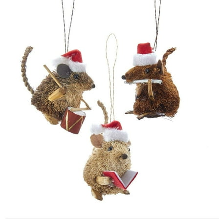 Kurt Adler 3.5-Inch Mouse Carolers Christmas Ornaments, 3 Piece Set