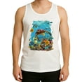 thumbnail image 2 of Solar Activated Tank Top for Men - UV Reactive Color Changing Shirt Sunlight Responsive Graphic, Turtle Medium, 2 of 2
