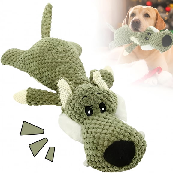 BESTSKY Dog Plush Toys for Aggressive Chewers,Dog Toys Indestructible Dog Puppy Squeaky Chew Toys,Interactive Dog Toys for Heavy Chewers Sturdy Chew Toys Dog Plush Toy(Green)