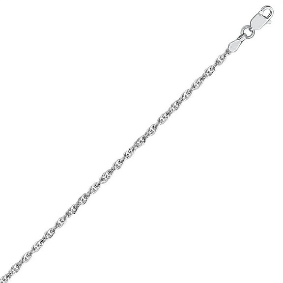 14K White Gold 1.8 Designer Rope Chain in 16 inch, 18 inch, & 20 inch