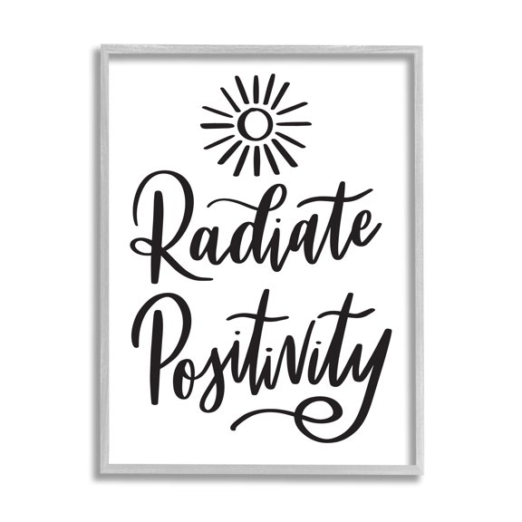 Stupell Industries Radiate Positivity Motivational Phrase Minimal Text Sun Illustration, 24 x 30,Design by Hey Bre! Creative Studio