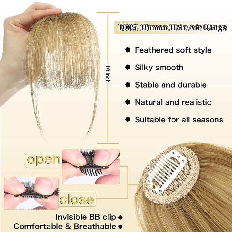 100% Real Human Hair Extensions, Wispy Bangs Clip, Ash  display picture 2