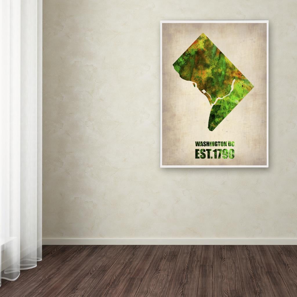 Trademark Fine Art "Washington D.C. Watercolor Map" Canvas Art by Naxart