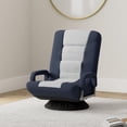 thumbnail image 2 of Songqin Swivel Gaming Chair 360 Degree Multipurpose Floor Chair Rocker for TV, Reading, Playing Video Games w/Lumbar Support, Armrest Handles, Adjustable Foldable Backrest - Blue/Gray, 2 of 15