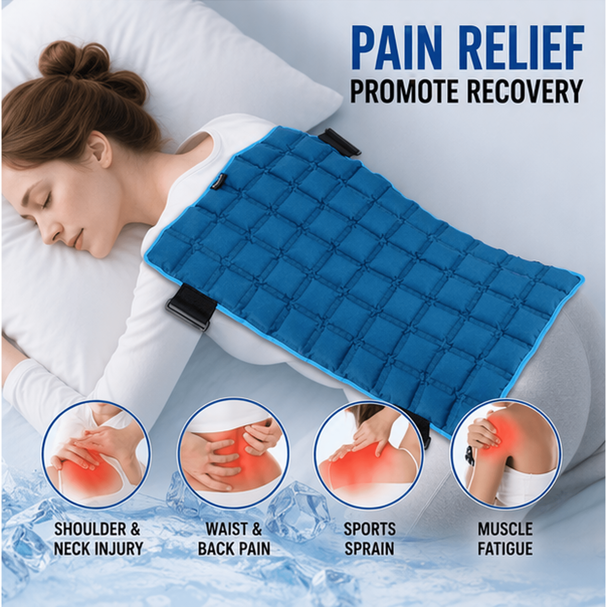 Large Ice Pack for Back Pain, 13"x22" Heat & Cold Compress Wrap with Adjustable Straps, Ice Gel Pack for Knee Leg Neck Shoulder