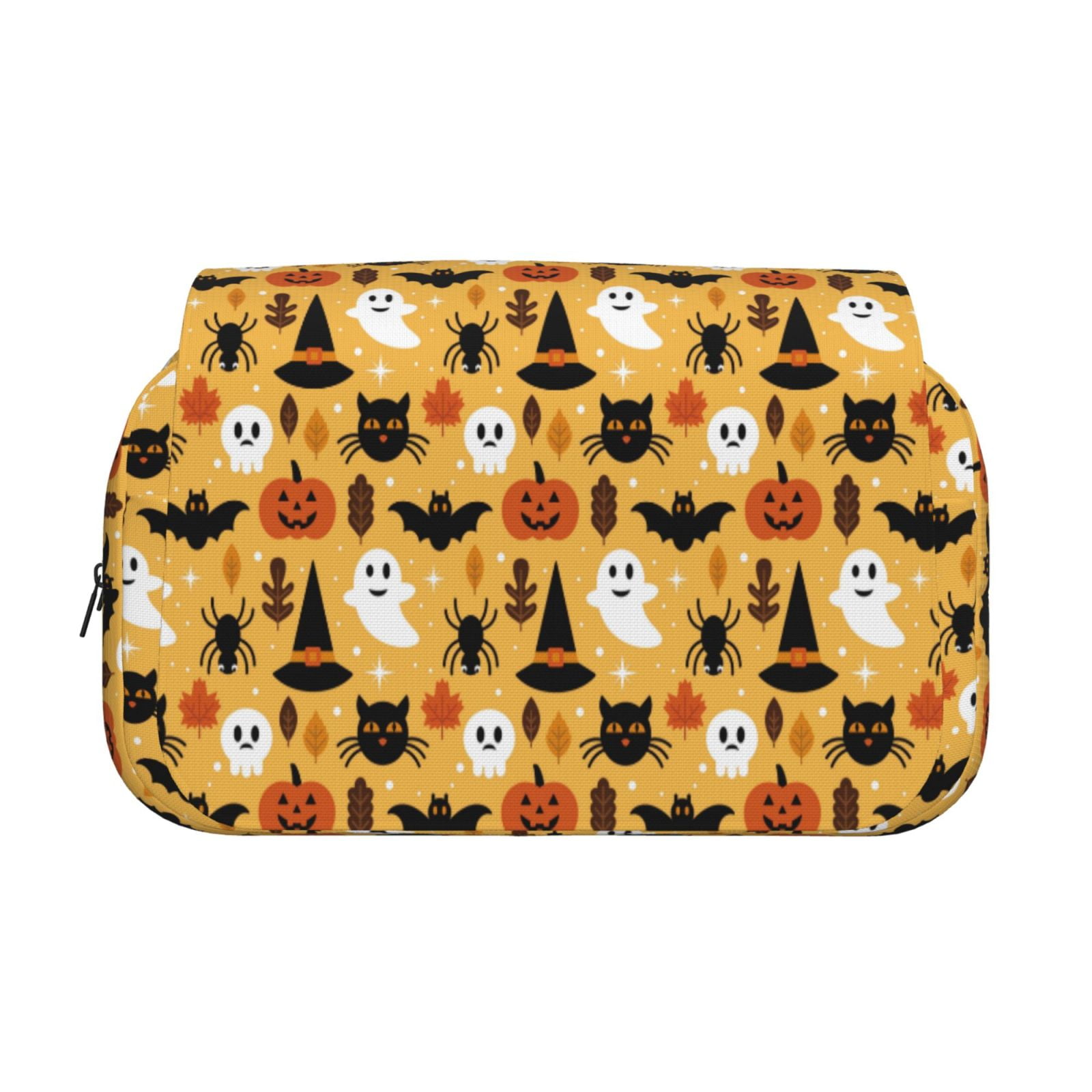 Rateoe Halloween Ghost Pumpkin Pattern Double Clamshell Pen Case, Storage Organizer with Two Zipper Compartments– Holds Up to 50 Pencils & Pens