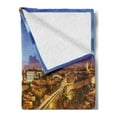 thumbnail image 2 of City Soft Flannel Fleece Throw Blanket, Porto Dom Luis Bridge at Night River Portuguese Coast Mediterranean View, Cozy Plush for Indoor and Outdoor Use, 60" x 80", Apricot Violet Blue, by Ambesonne, 2 of 5
