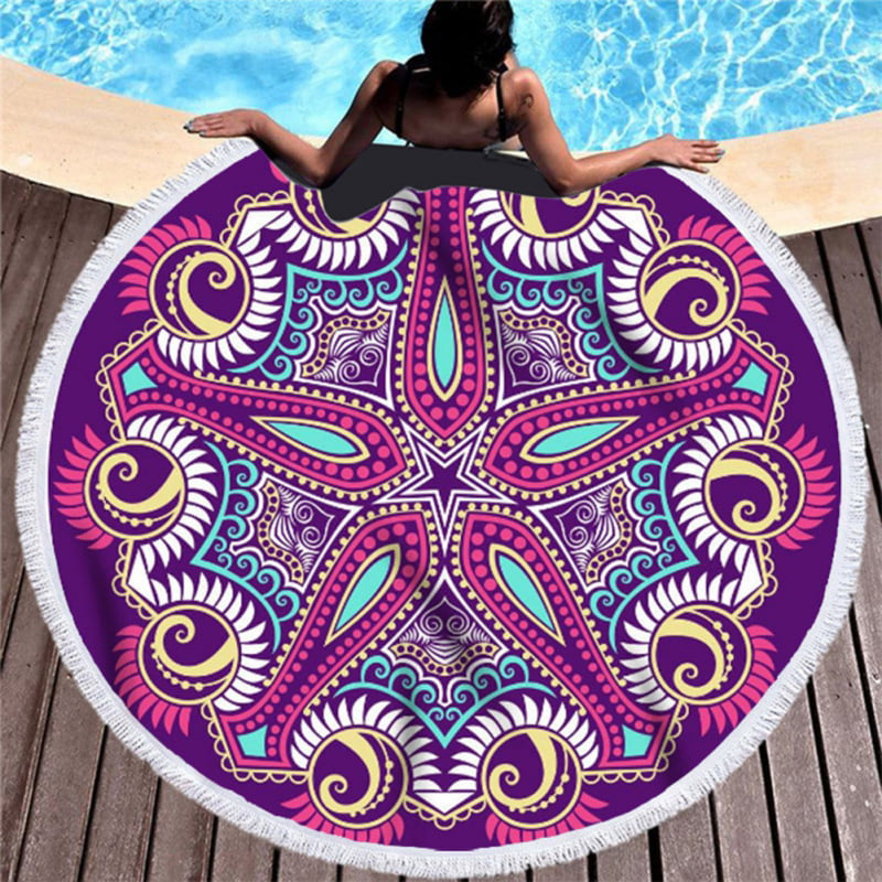 Boho Tapestry Yoga Beach Towels Mattres Cloth Cooling Towel Round Blanket Picnic 