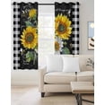thumbnail image 2 of Spring Yellow Flowers Kitchen Curtains Check Oil Painting Vintage Cafe Short Curtains for Bathroom Blackout Window Curtain Grommet Small Window Treatment Tier Drapes for Bedroom Living Room 52"x45"x2, 2 of 9