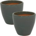 thumbnail image 3 of Sunnydaze Resort 8.5" x 8.5" x 8" Round Gray Ceramic Outdoor Planter 2-Count, 3 of 13