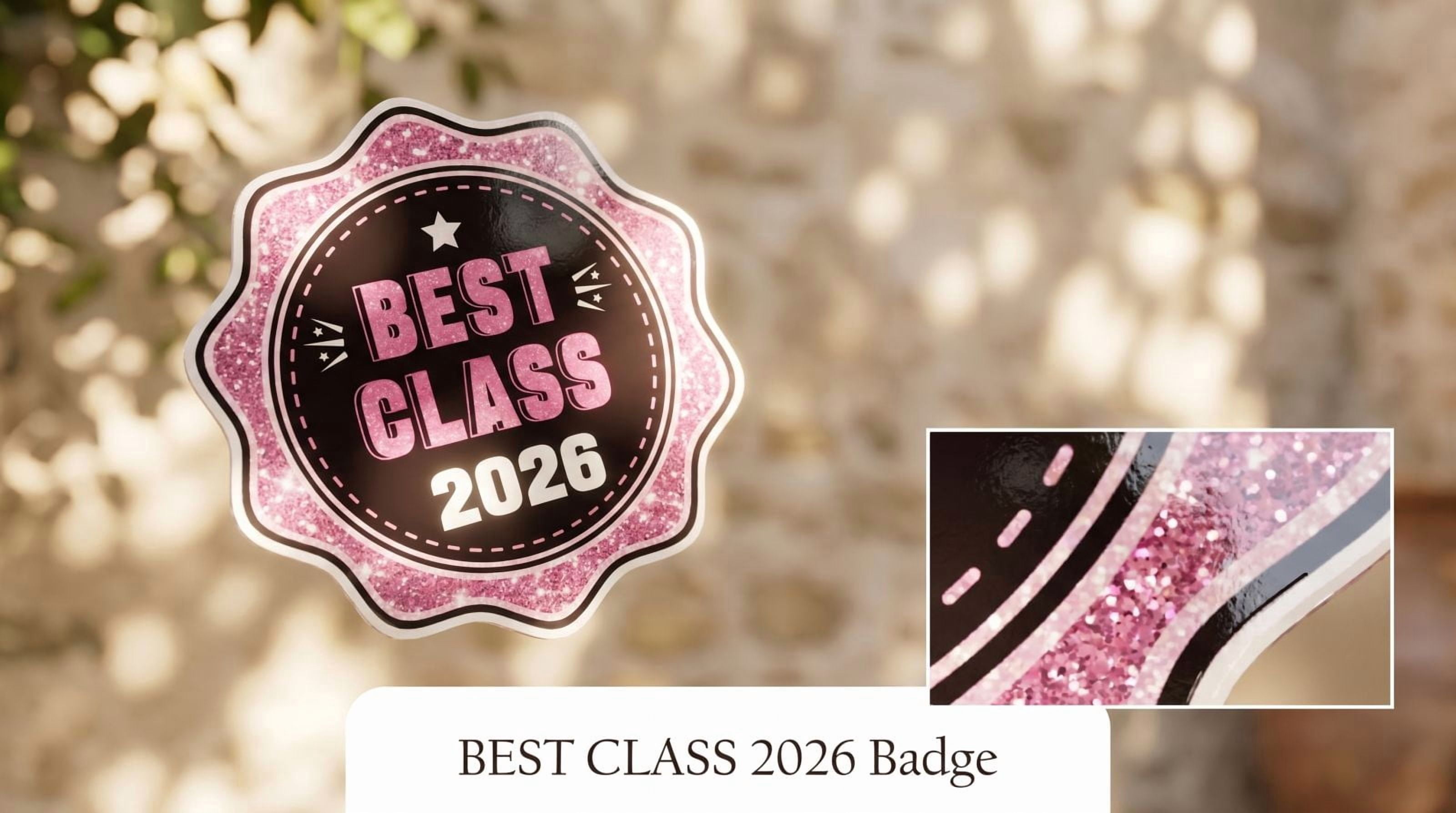 Graduation Decorations Class of 2026, Pink Glitter Decor, 2026 Big Numerals, Grad Cap Decor, Yard Sign, Scroll, Badge, Outdoor Graduation Celebration, 10 Set, Pink Accent Pieces