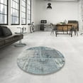 thumbnail image 4 of Ahgly Company Machine Washable Indoor Square Contemporary Grayish Turquoise Green Area Rugs, 4' Square, 4 of 7