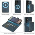 thumbnail image 3 of TECH CIRCLE 3-in-1 Phone Case for Galaxy S25 Ultra 6.9" (2025), Magnetic Flip Wallet Case with Detachable Magnetic Back Cover and PU Leather Card Holder, Compatible with MagSafe Accessory, Blue, 3 of 7