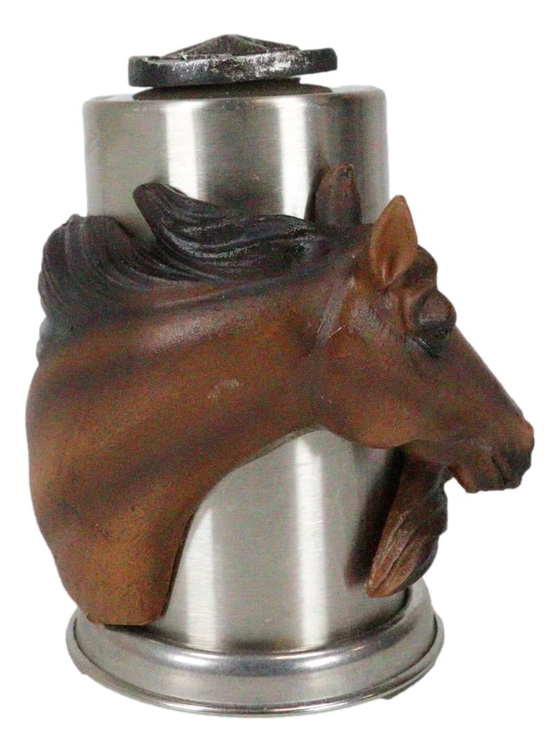 Rustic Western Country Chestnut Horse Horseshoe Spring Barrel Toothpick Holder