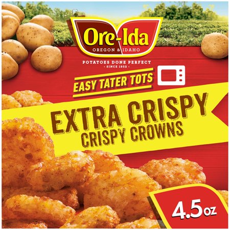 Ore-Ida Ready in 5 Extra Crispy Potato Crowns, Seasoned Shredded Microwavable Frozen Potatoes, 4.5 oz Box