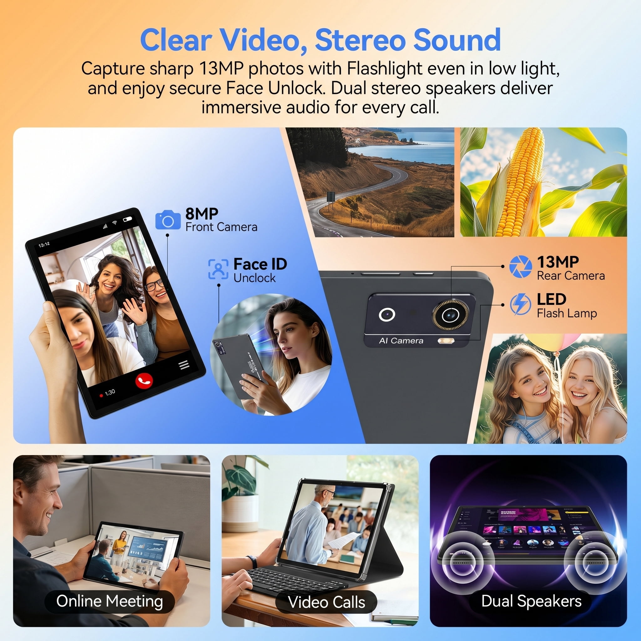 Android 16 Tablet,10 Inch Tablet,12GB RAM 64GB ROM,MTK6769 Octa-Core,5G WiFi,Face Unclocked,21MP Camera,BT 5.0,GPS Tableta,6000mAh,Electronics Tablets with Keyboard Mouse Stylus
