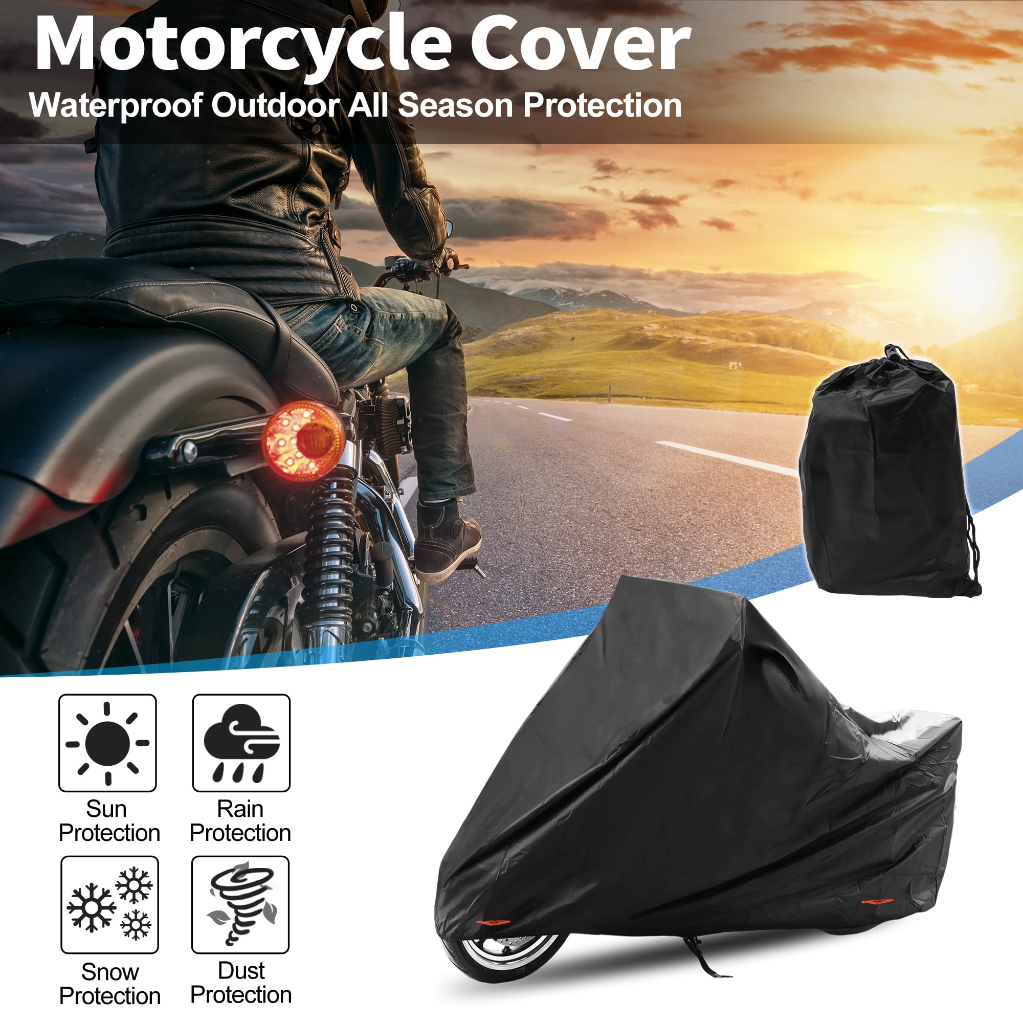 Unique Bargains Full Cover Motorcycle Cover 210D-PU Black for Kawasaki Z900RS 2018-2024 Outdoor Waterproof Motorbike Cover