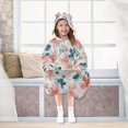thumbnail image 7 of Wearable Blanket with Sleeves and Pocket Oversized Hooded Sweatshirt 3-14 YR Coral and Teal Floral Pattern S, 7 of 7