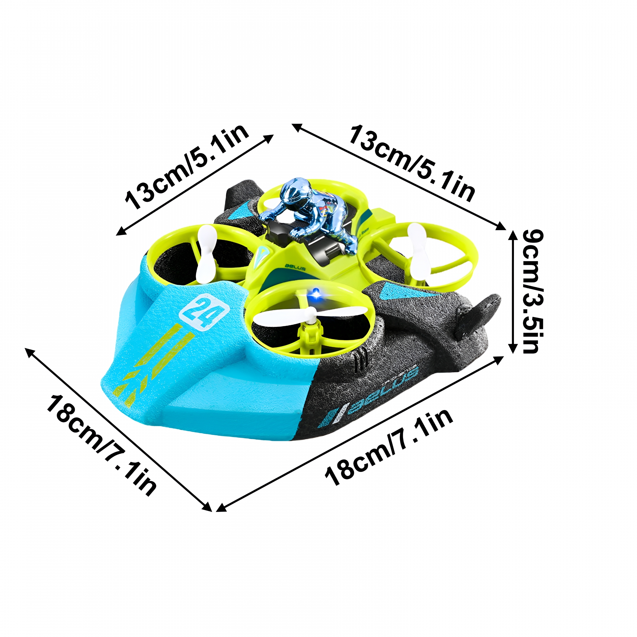 BESTSKY 3-in-1 Land Water Air Remote Control Toy - All-Terrain RC Car/Stunt Drone/Hovercraft Boat,Waterproof 360° Tumbling Drift Car with Anti-Collision Design,High-Speed Amphibious RC Toy