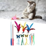 11 Pieces Cat Toy Refills Long Telescopic Pole Interactive Teaser Funny Soft Attachments Dangle Bell Extendable for Exercise Fun