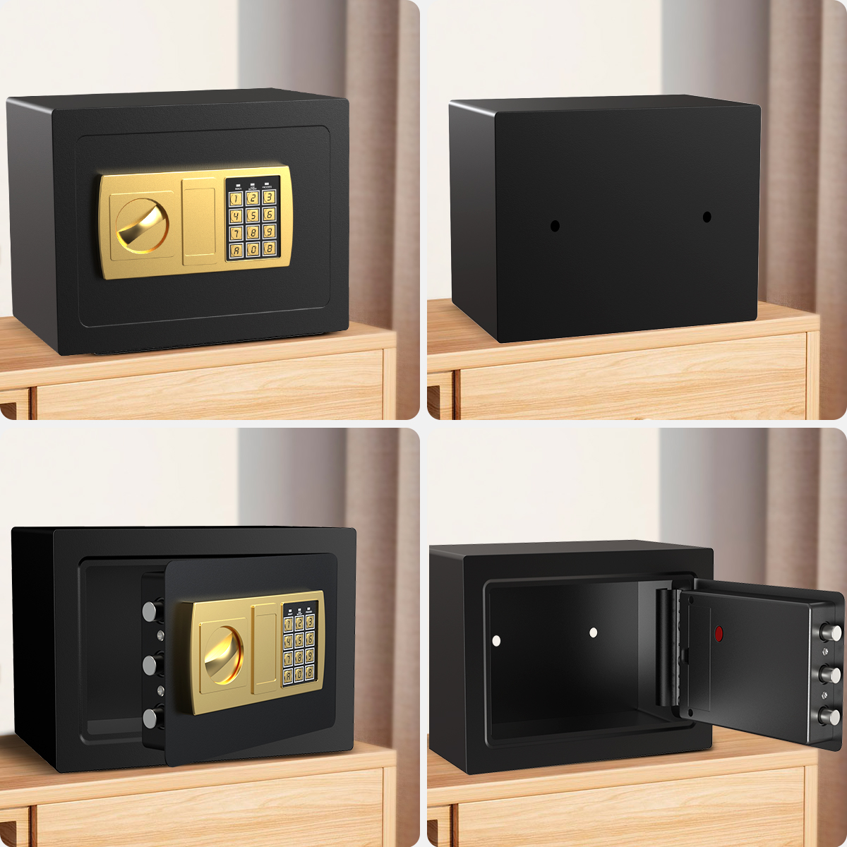 RXDSAFE Electronic Digital Safe Box, 0.5 Cubic Feet Home Security Box for Office Hotel Business, Lock Box with Key Keypad for Cash Jewelry Black